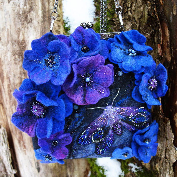 butterfly in blue flowers felted bag.jpg