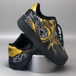 custom sneakers AF1 unisex black luxury inspire shoes customization handpainted personalized gifts wearable art snake