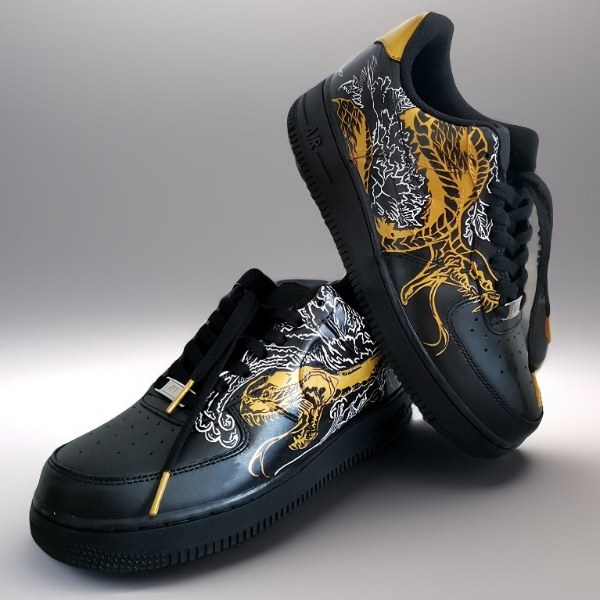 custom shoes black luxury inspire casual sneakers AF1 customization handpainted personalized gifs wearable art snake 2.jpg