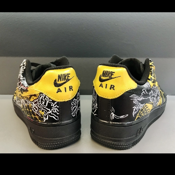 custom shoes black luxury inspire casual sneakers AF1 customization handpainted personalized gifs wearable art snake 8.jpg