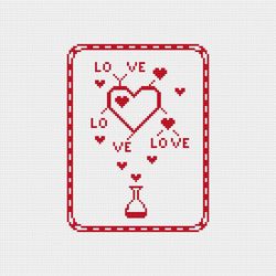 Valentine's day cross stitch pattern Chemistry of love counted chart Funny easy cross stitch embroidery Romantic