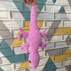 Handmade crochet purple gecko lizard toy, soft and perfect gift for children