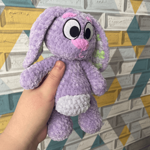 Handmade crochet bluey toy - a small floppy 9-inch rabbit with long flexible ears. Perfect gift for children bluey