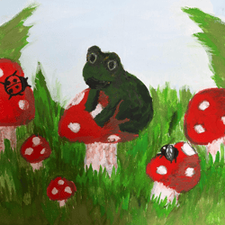 Funny frog Original  Artwork  Canvas Art