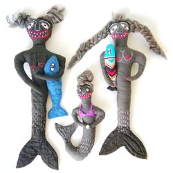 Handmade Textile Art Ugly Fantasy Mermaid Dolls: Unique, Quirky, Whimsical, Charming One-of-a-Kind Fun Creatures!