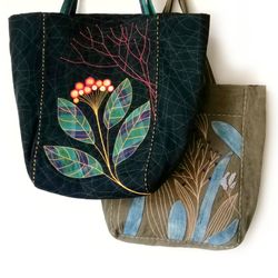 Handmade Fabric Tote Bags for Women: Large Quilted Embroidered Boho Style - Functional, Unique and Stylish Accessories!