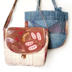 Boho Chic Handcrafted Large Women's Bags: Unique Hand Embroidered Fabric Handbags - Stylish and Functional Accessories!