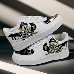 custom sneakers air force luxury shoes handpainted Scrooge sexy gift white black inspire sneakerhead design wearable art