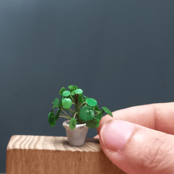 Miniature Pilea Plant made from clay