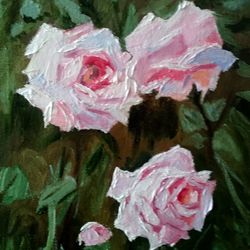 "three roses" original flower painting wall art