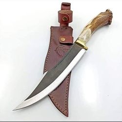 Custom handmade J2 Steel Bowie Knife with Stage Horn handle