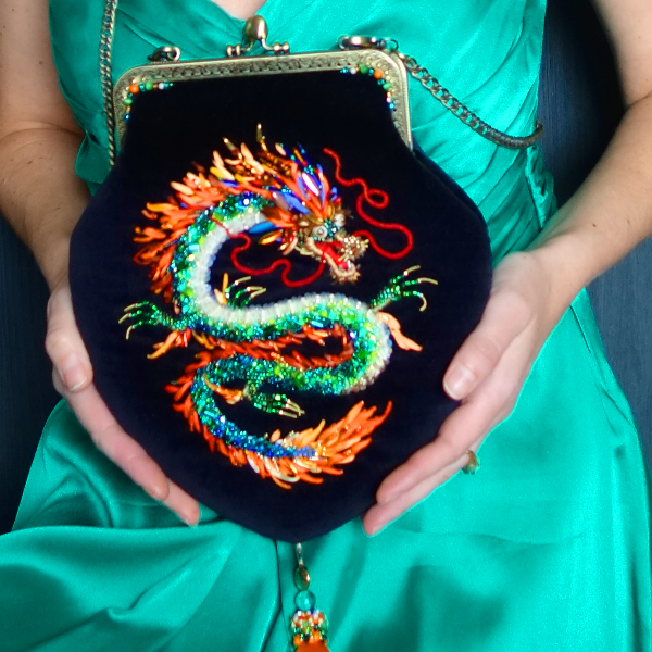luxury dragon boho style bead embroidery phone mini bag.jpg