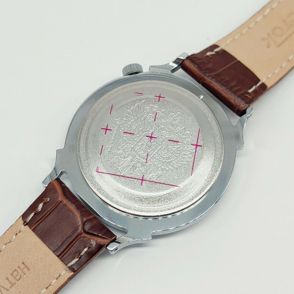 Classic-mechanical-watch-Vostok-Prestige-Gold-Blue-58108A-back-1