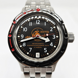 Vostok Amphibia 2416 Scuba dude Diver Black & Orange 420380 Brand New men's mechanical automatic watch