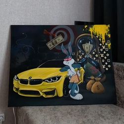 Painting BMW in the interior, acrylic, Neon headlights