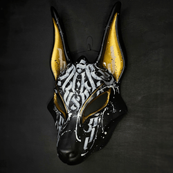 Egyptian Anubis Mask: Black and Gold, Wolf Head Jackal Animal mask, Egyptian Wall Decor, Ancient Egyptian God