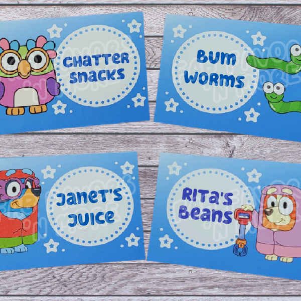 Bluey Inspired Food Labels, Bluey Inspired Food Cards, Bluey | Inspire ...