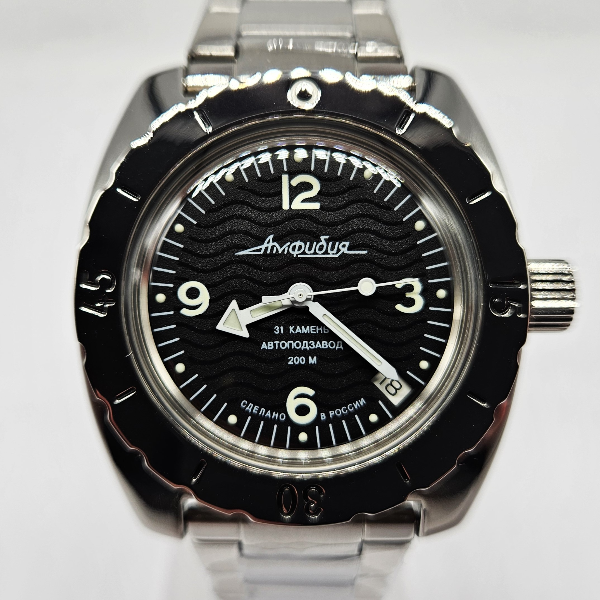 men's-mechanical-automatic-watch-Vostok Amphibia-Sea-Wave-Black-2416-150344-1