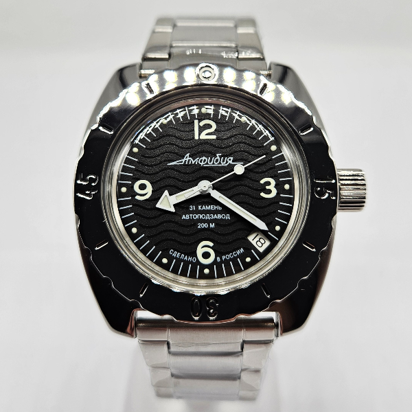 men's-mechanical-automatic-watch-Vostok Amphibia-Sea-Wave-Black-2416-150344-2
