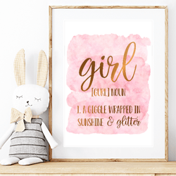 Girl Definition, Funny Girl Meaning, Printable Wall Art, Pink Nursery Prints, Girl Baby Room Decor, Baby Shower Gifts