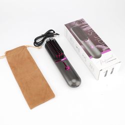 dual-purpose ceramic hair straightener travel portable rechargeable curling iron hot comb