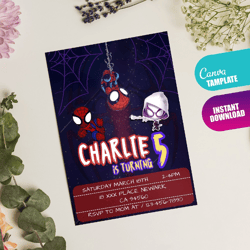 birthday invitation for spiderman and his awesome friends editable | printable party invitations