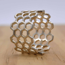 Honeycomb Ring, Silver Band Ring Woman, 925 Sterling Silver Thumb Ring Handmade Nature Inspired Jewelry, Handmade Gift