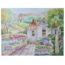 Wall Art Watercolor Painting on Watercolor Paper Country House