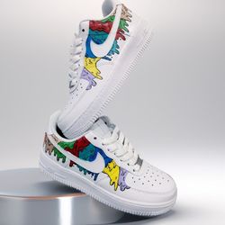 rainbow custom unisex shoes air force 1, luxury,  gift, white, black, sneakers, customization personalized gift, BBC 1