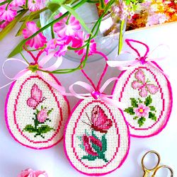ROSE EASTER EGGS SET of 3 cross stitch patterns PDF by CrossStitchingForFun Instant Download, ROSE cross stitch chart