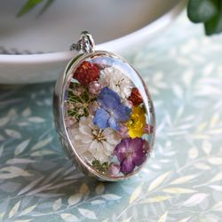 Real strawberry pendant. Real hydrangea necklace. Flowers in resin.