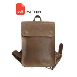 PDF Urban leather backpack pattern - leather backpack pattern - Download PDF for hand stitching.