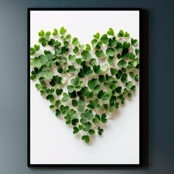 Shamrock Heart Print | St. Patrick's Day Print | Watercolor Clover Print | Irish Home Decor | St. Patrick's Day Print