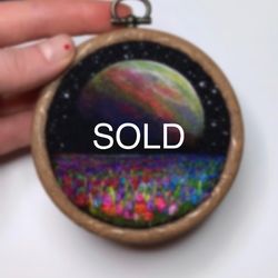 Embroidered & needle felted painting, Space art