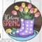 Spring Rain Boots Welcome Sign SVG - Laser Cut Files - Spring Door Hanger SVG - Rain Boots SVG - Glowforge Files