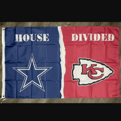 Dallas Cowboys vs Kansas City Chiefs House Divided Flag 3x5ft Banner New