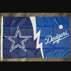 Dallas Cowboys vs Los Angeles Dodgers House Divided Flag 3x5ft Banner New