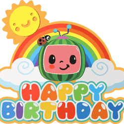 Cocomelon Happy Birthday Party Png, Cocomelon Birthday Svg, Cocomelon Birthday Png, Rainbow Png, Watermelon Png