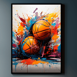 Colorful Basketball Graffiti Wall Art, Printable Digital, Basketball Print, Sports Ball Wall Decor, Basketball