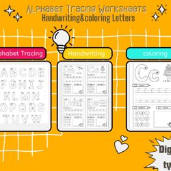 Handwriting Worksheets, Alphabet Writing Practice, ABC Letter Tracing, Improve handwriting