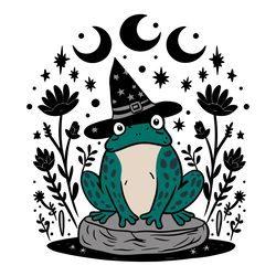 mystic witchy frog and moon phase svg digital download files