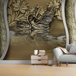 3D Mural Transformation for Living Room with Peel and Stick Wallpaper