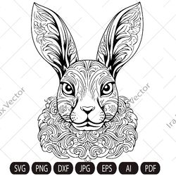 Bunny SVG, Easter Bunny SVG, Rabbit mandala, Happy Easter svg, Spring svg, Rabbit SVG Cut file, Animal Face svg