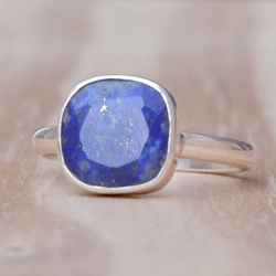 Lapis Lazuli Ring, Silver Ring For Women, Minimalist Ring, Natural Stone Silver Ring, Lapis Gemstone Ring, Handmade Gift