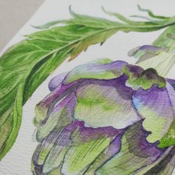 Artichoke painting original watercolor art vegetable painting painting for the kitchen