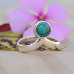 Dainty Turquoise Ring Women, Sterling Silver Turquoise Ring, Gemstone Silver Jewelry, Turquoise Jewelry, Minimalist Ring