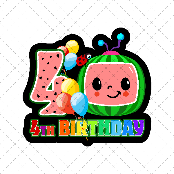 4th Birthday Png, 4th Birhday Boy Png, 4th Birthday Girl Png, Happy Birthday Png, Happy Birthday Party, Rainbow Png, Watermolon Png.png