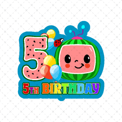 5th Birthday Png, 5th Birthday Party Png, Birthday Png, Happy Birthday Png, Happy Birthday Party, Rainbow Png