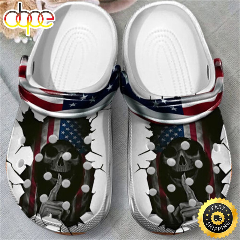 American Skull Flag Us Skull Crocs Shoes.jpg