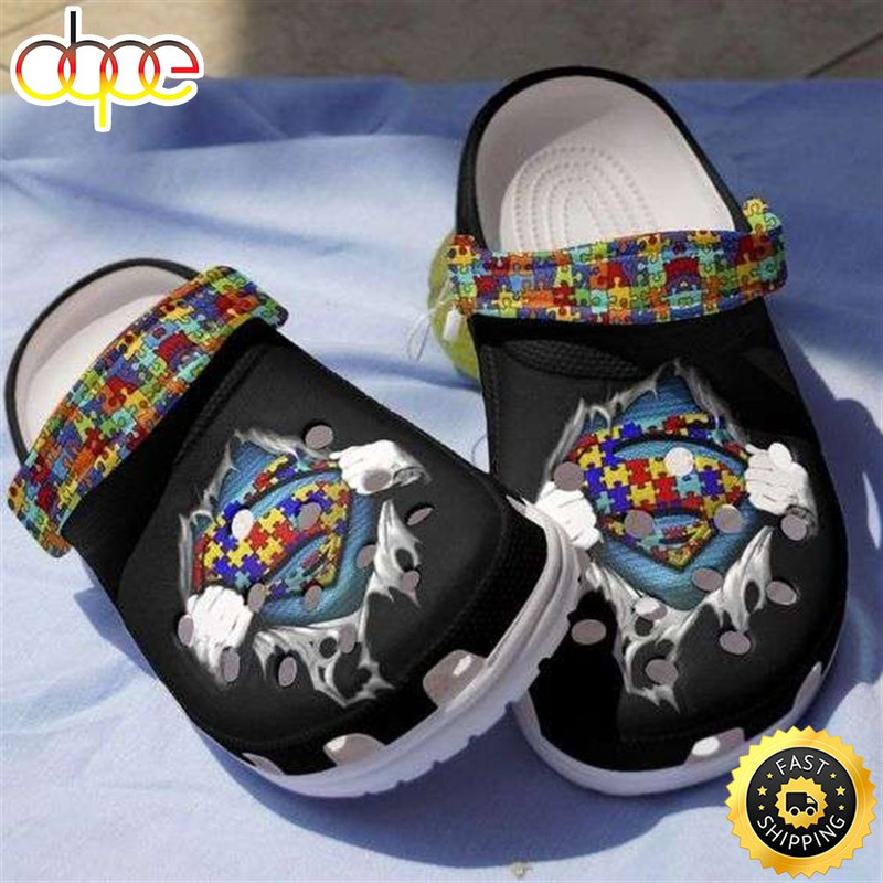 Autism Awareness Day Love Autism Superhero Puzzle Pieces Crocs Crocband Clog Shoes.jpg